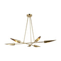 Six-Light Modern Brass Sputnik Disc Chandelier in polished brass