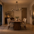 Six-Light Modern Brass Sputnik Disc Chandelier in a room