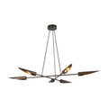Six-Light Modern Brass Sputnik Disc Chandelier in antique brass