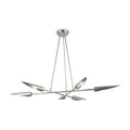 Six-Light Modern Brass Sputnik Disc Chandelier in brushed chrome