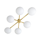 Six-Light Modern Stilnovo Ceiling Lamp – Handcrafted Raw Brass in polished brass