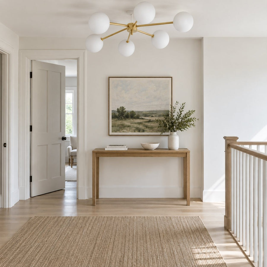 Six-Light Modern Stilnovo Ceiling Lamp in a room
