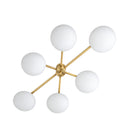 Six-Light Modern Stilnovo Ceiling Lamp – Handcrafted Raw Brass in brushed brass