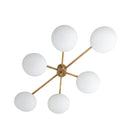 Six-Light Modern Stilnovo Ceiling Lamp – Handcrafted Raw Brass in raw brass