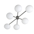 Six-Light Modern Stilnovo Ceiling Lamp – Handcrafted Raw Brass in antique black