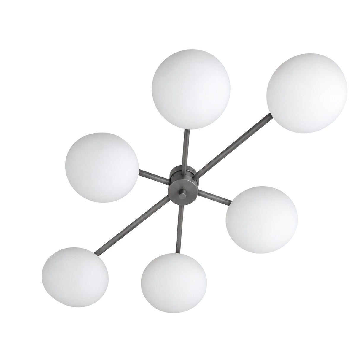 Six-Light Modern Stilnovo Ceiling Lamp – Handcrafted Raw Brass in antique black