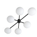 Six-Light Modern Stilnovo Ceiling Lamp – Handcrafted Raw Brass in matt black