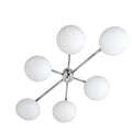 Six-Light Modern Stilnovo Ceiling Lamp – Handcrafted Raw Brass in polished chrome