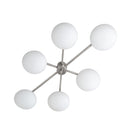 Six-Light Modern Stilnovo Ceiling Lamp – Handcrafted Raw Brass in brushed chrome