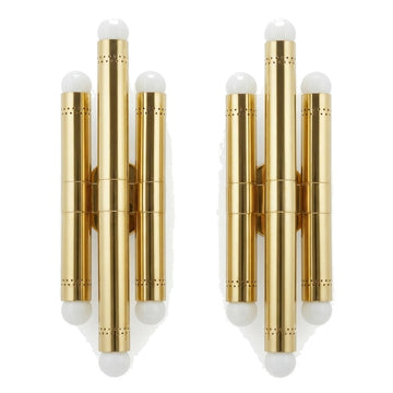 Six-Light Wall Fixture – Antique Brass in polished brass