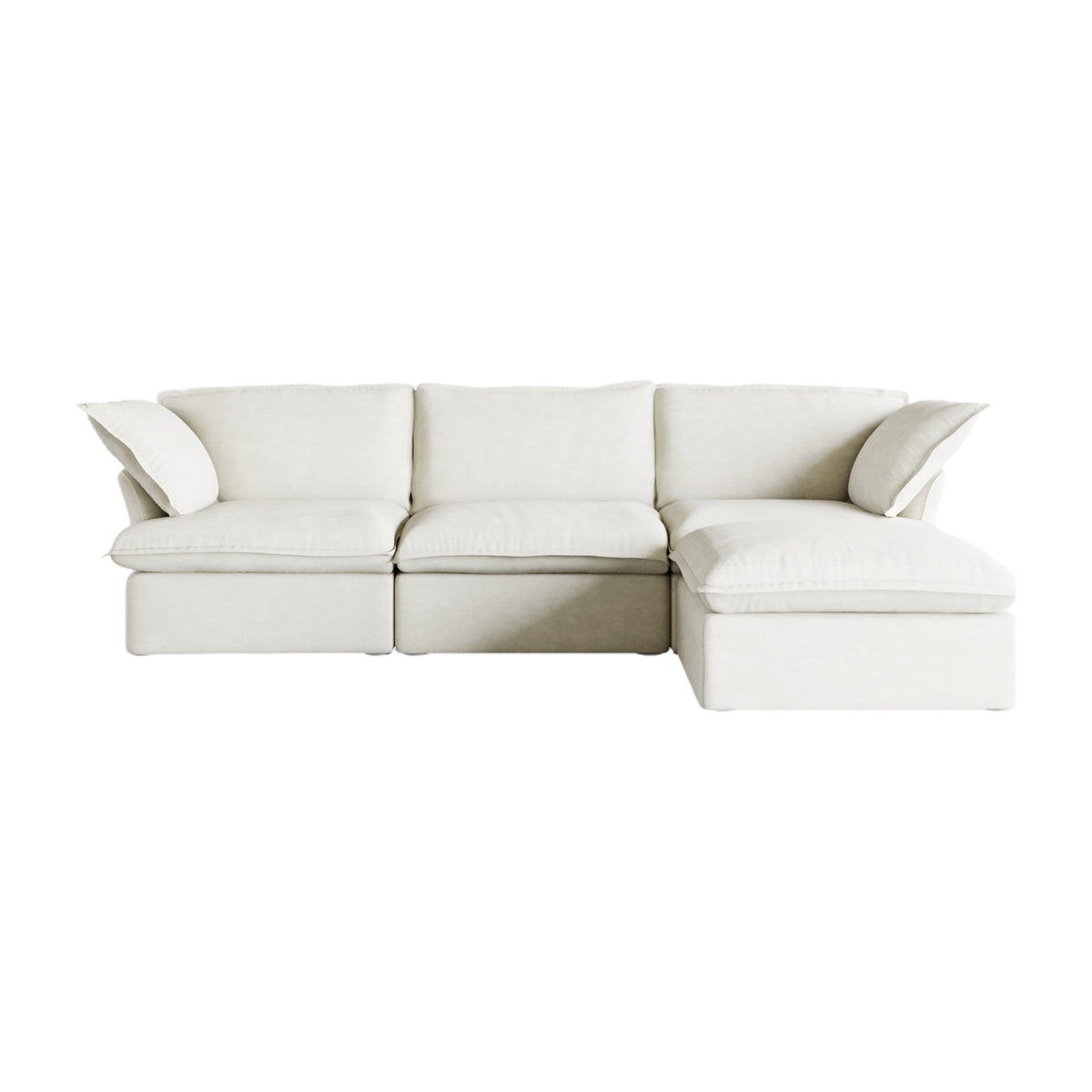 Sky Classic Linen Cloud Sofa, Modular Washable 122-Inch Linen L-Shaped Sectionals 4-Seaters
