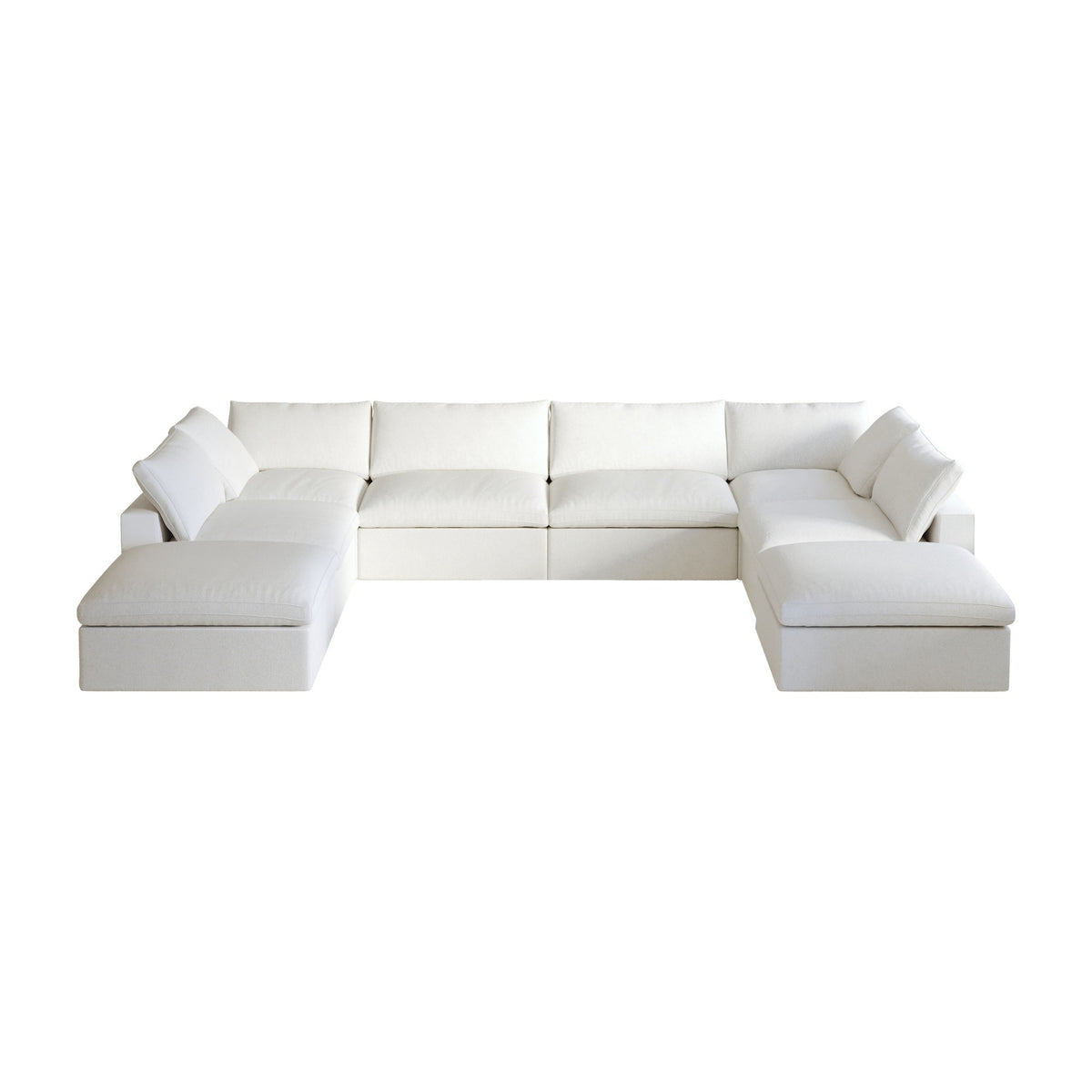 Sky Cloud Sectional Sofa, Modular Washable 160-Inch Linen U-Shaped Sectionals 8-Seaters