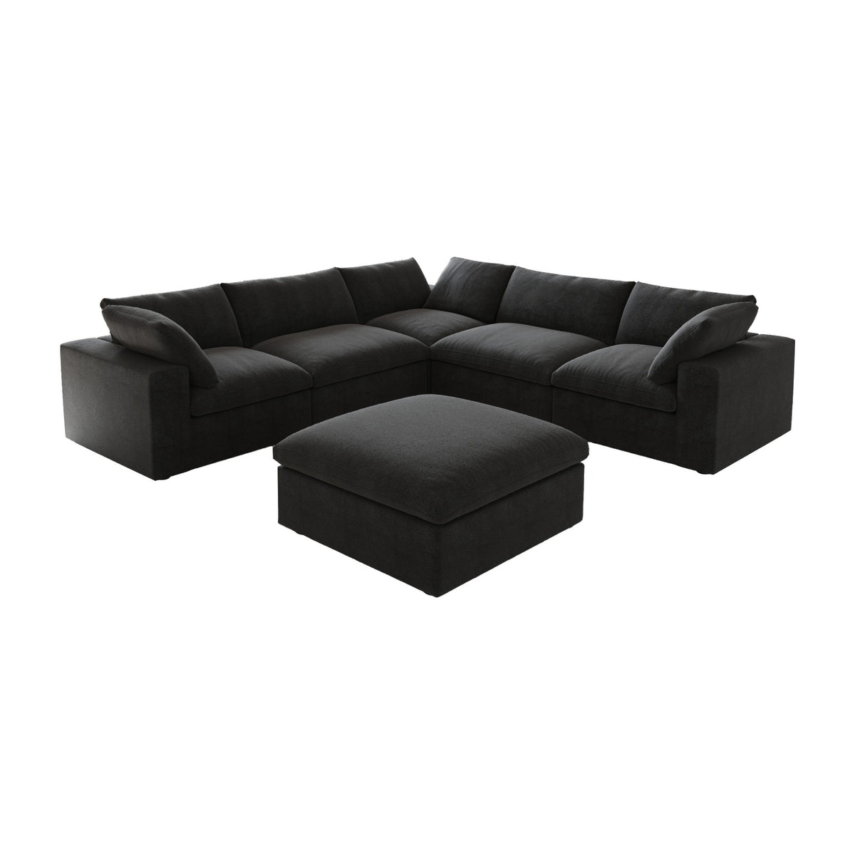 Sky Cloud Sectional Sofa, Replaceable Cover 120-Inch Linen Corner Sectionals 5-Seaters