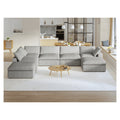 Sky Cloud Sectional Sofa, Replaceable Cover 160-Inch Linen Corner Sectionals 7-Seaters, Grey