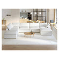Sky Cloud Sectional Sofa, Replaceable Cover 160-Inch Linen Corner Sectionals 7-Seaters, White