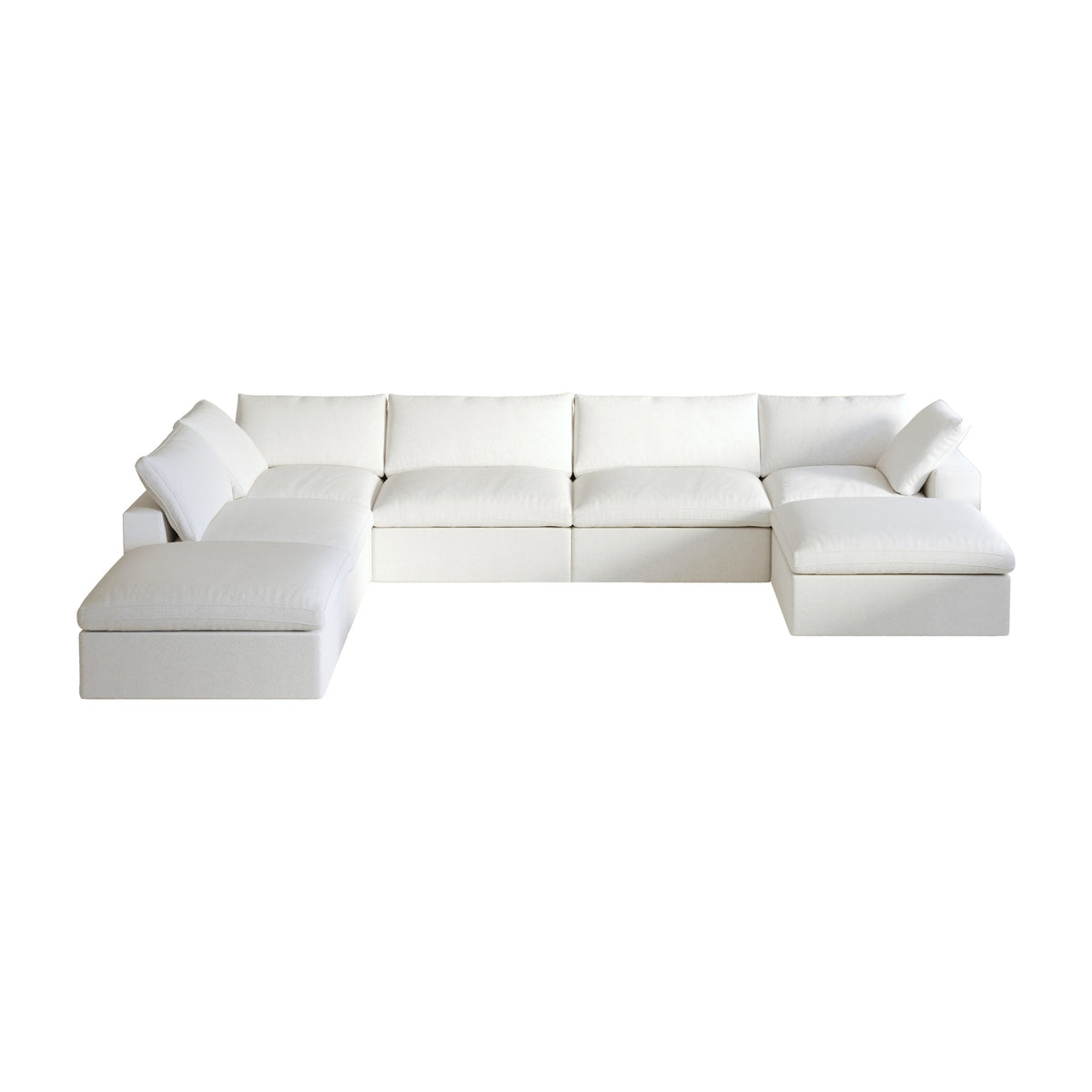Sky Cloud Sectional Sofa, Replaceable Cover 160-Inch Linen Corner Sectionals 7-Seaters