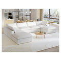 Sky Cloud Sectional Sofa, Replaceable Cover 160-Inch Linen Corner Sectionals 7-Seaters