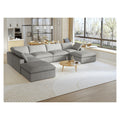 Sky Cloud Sectional Sofa, Replaceable Cover 160-Inch Linen Corner Sectionals 7-Seaters