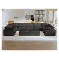 Sky Cloud Sectional Sofa, Replaceable Cover 201-Inch Linen U-Shaped Sectionals 9-Seaters, Black