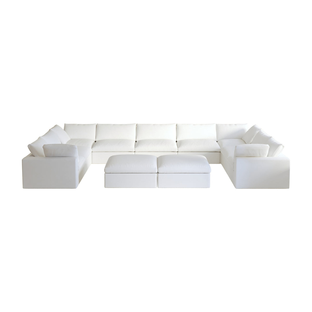 Sky Cloud Sectional Sofa, Replaceable Cover 201-Inch Linen U-Shaped Sectionals 9-Seaters