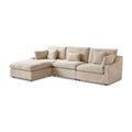 Sky Cloud Slope Sectional Sofa, Modular Comfort Linen L-Shaped Sectional 4-Seater, Khaki