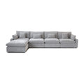 Sky Cloud Slope Sectional Sofa, Pet-Friendly Linen L-Shaped Sectional 5-Seater