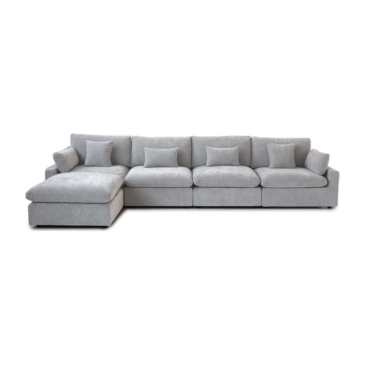 Sky Cloud Slope Sectional Sofa, Pet-Friendly Linen L-Shaped Sectional 5-Seater