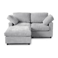 Sky Modular Track Arm Sectional Cloud Sofa, Loveseat Sofa Chaise Chenille and Linen Washable Sofa, Light Grey