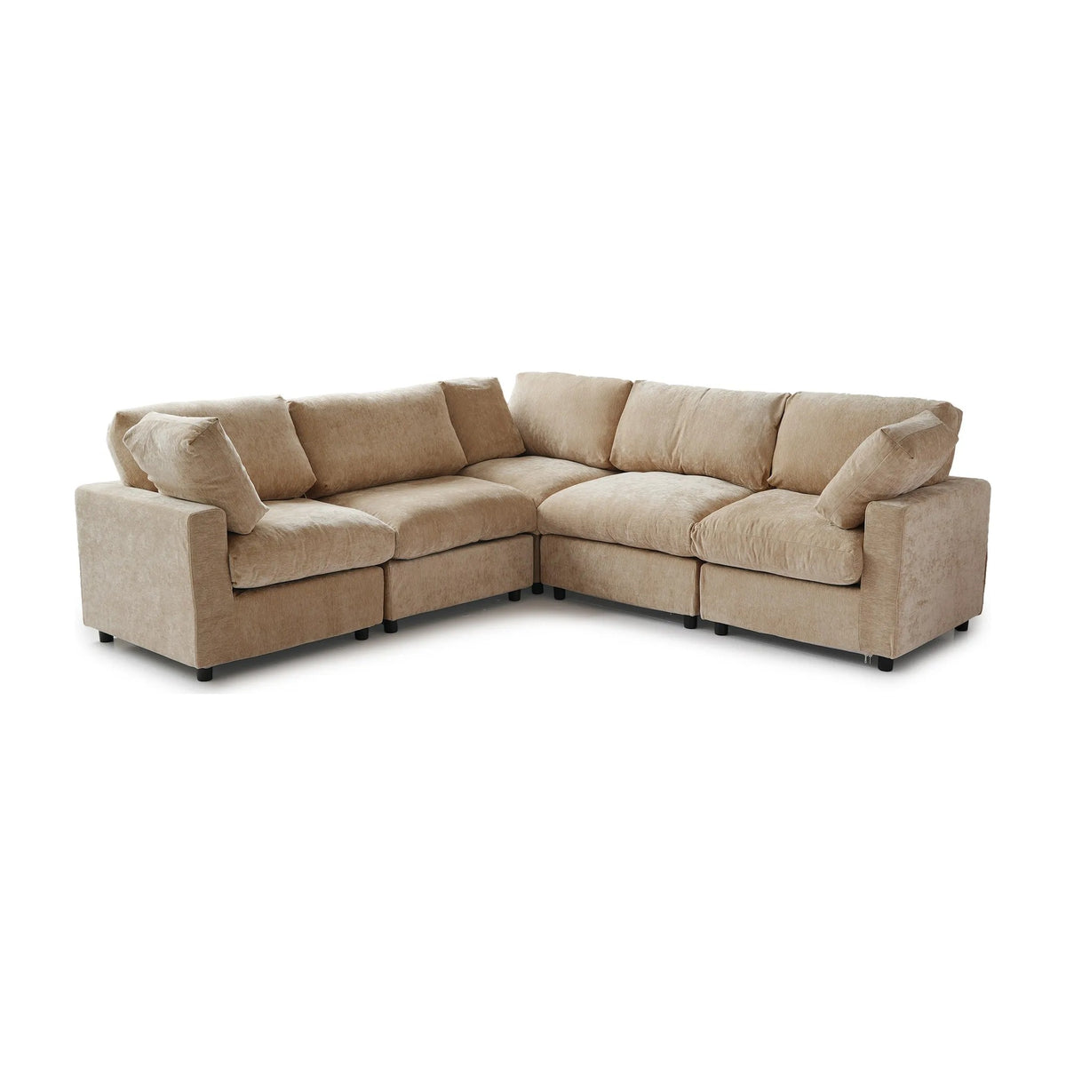 Sky Modular Track Arm Sectional Cloud Sofa, Skin-Friendly Washable Deep Seat V-Shaped Corner Sectional Sofa, Khaki