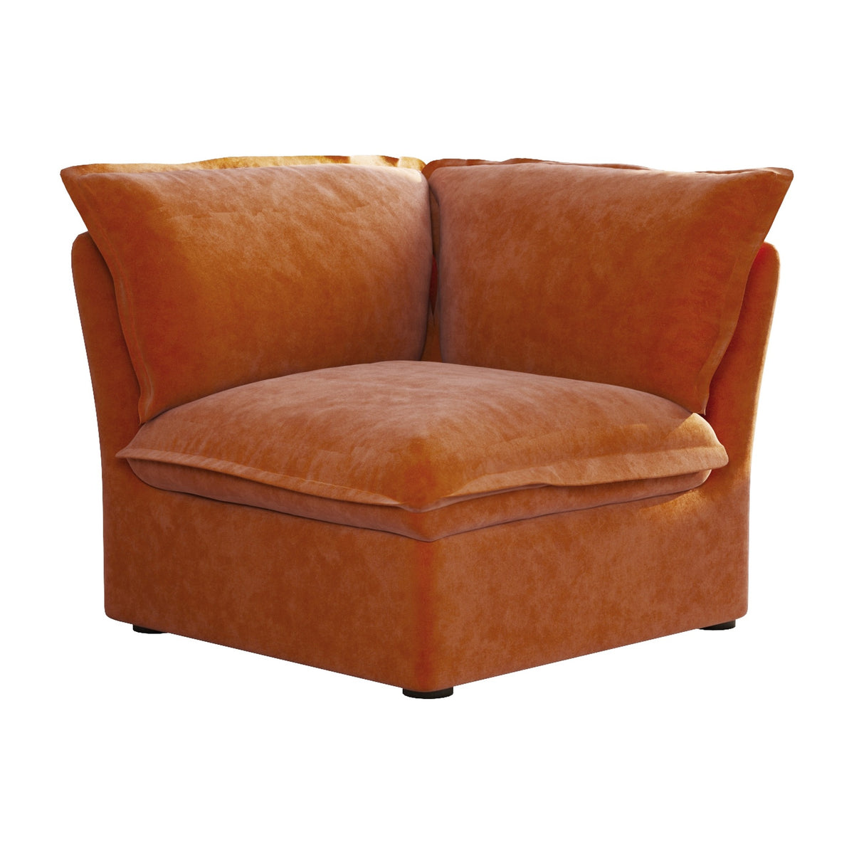 Sky Plus Velvet Cloud Sofa, Modular Washable 43-Inch Velvet Single Sofa 1-Seaters, Dark Orange