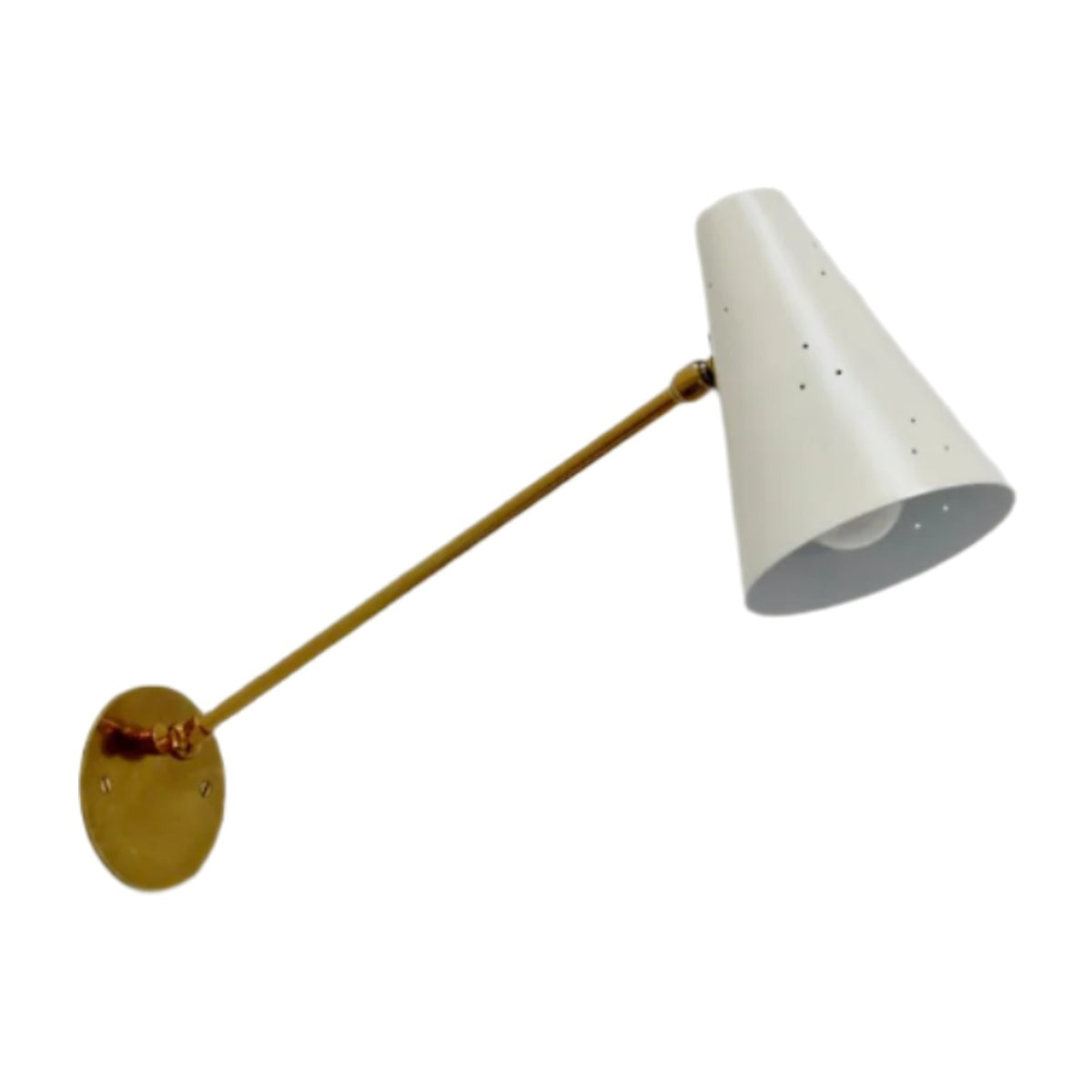 Stilnovo Mid-Century Brass Cone Wall Sconce in polished brass