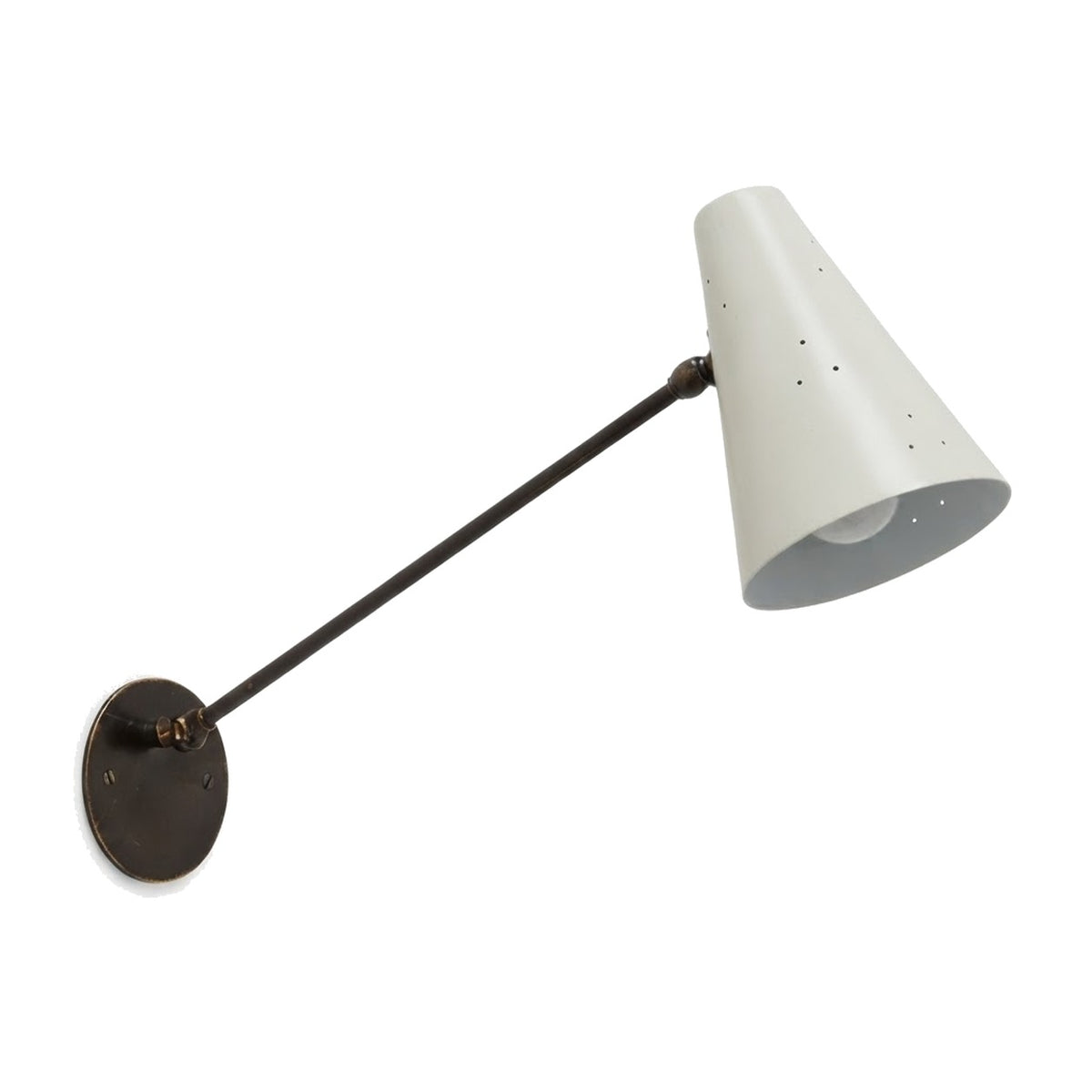 Stilnovo Mid-Century Brass Cone Wall Sconce in blackened brass