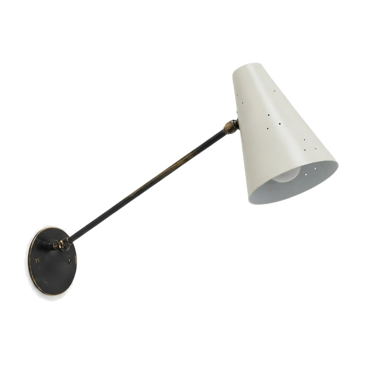 Stilnovo Mid-Century Brass Cone Wall Sconce in antique black