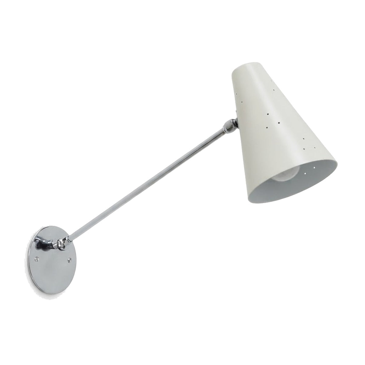 Stilnovo Mid-Century Brass Cone Wall Sconce in polished chrome