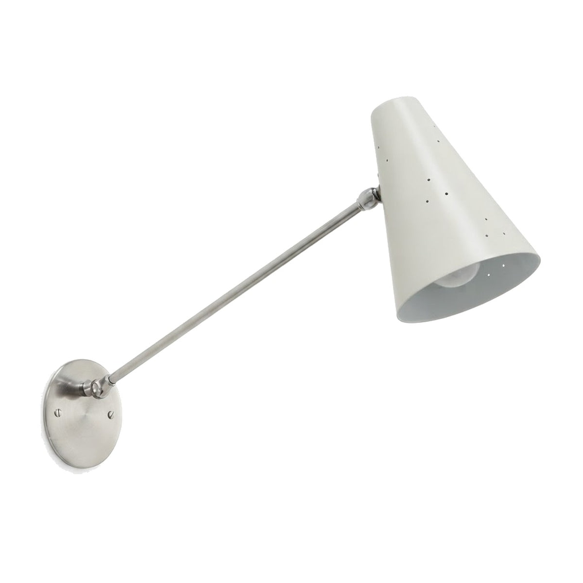 Stilnovo Mid-Century Brass Cone Wall Sconce in brushed chrome