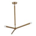 Three-Light Modern Stilnovo Ceiling Lamp in raw brass