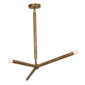Three-Light Modern Stilnovo Ceiling Lamp in antique brass
