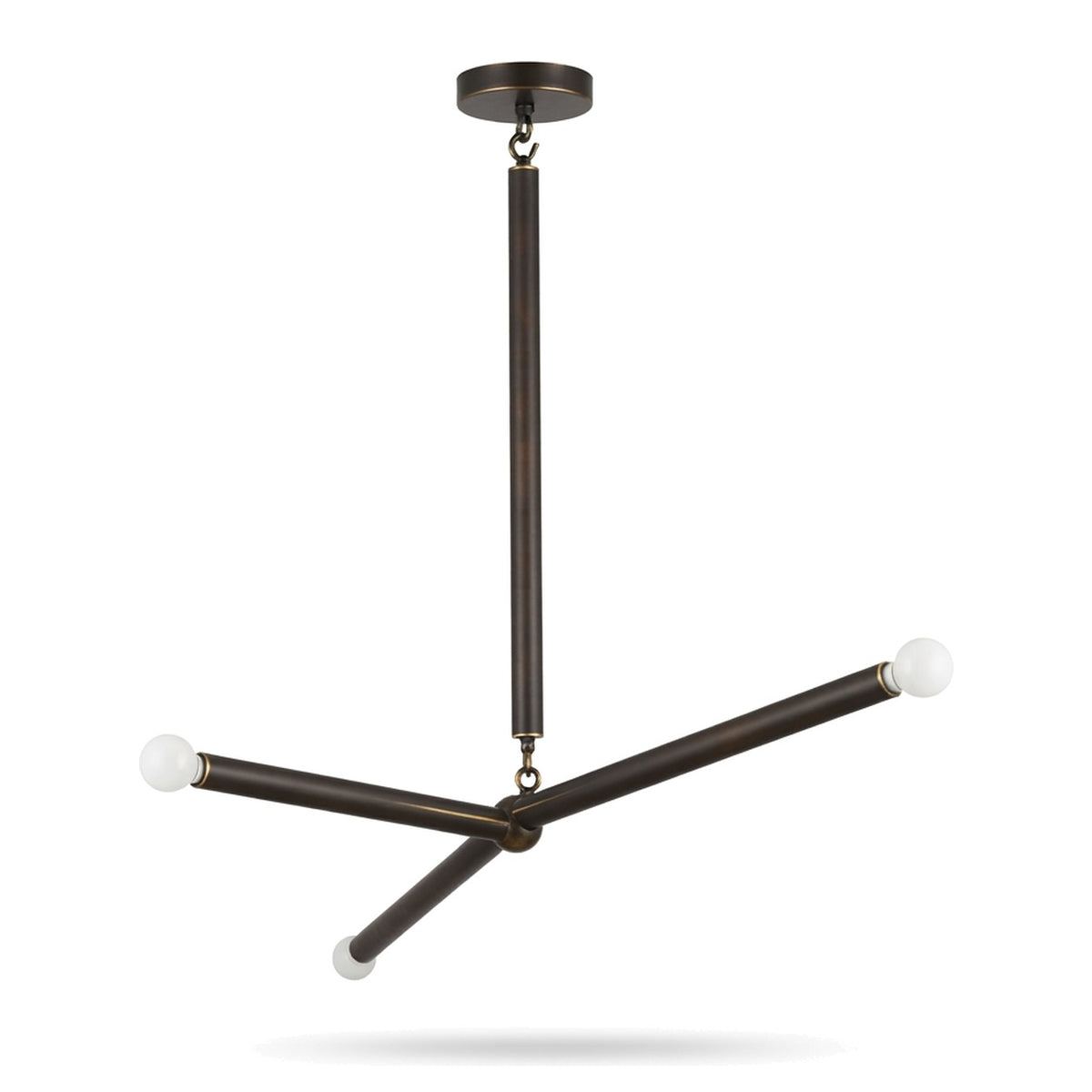Three-Light Modern Stilnovo Ceiling Lamp in blackened brass