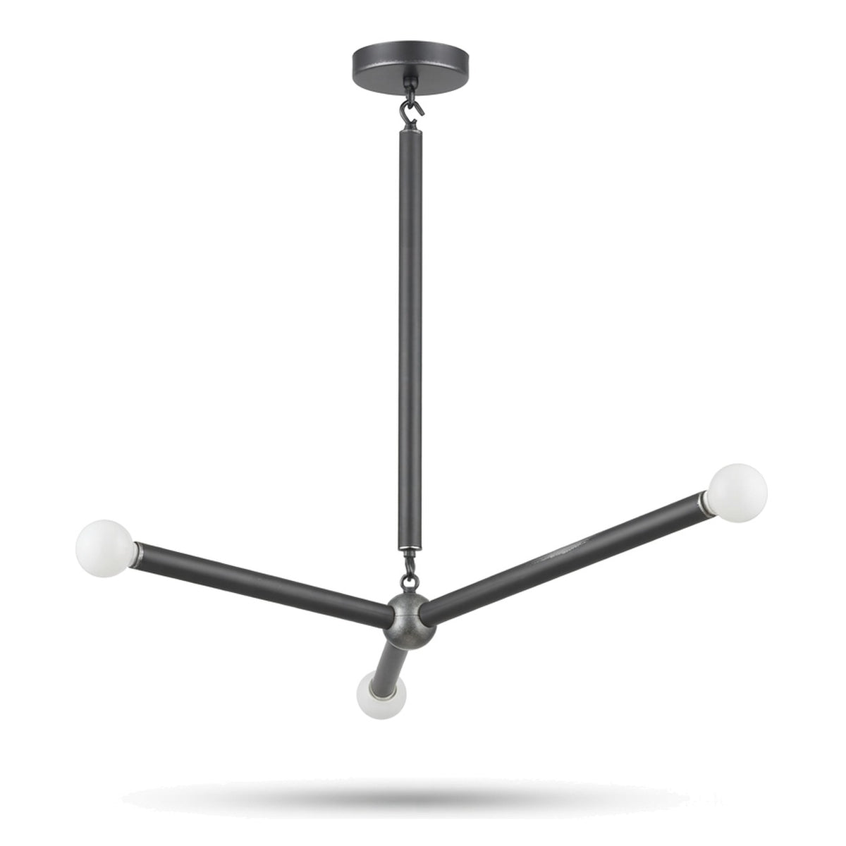 Three-Light Modern Stilnovo Ceiling Lamp in antique black