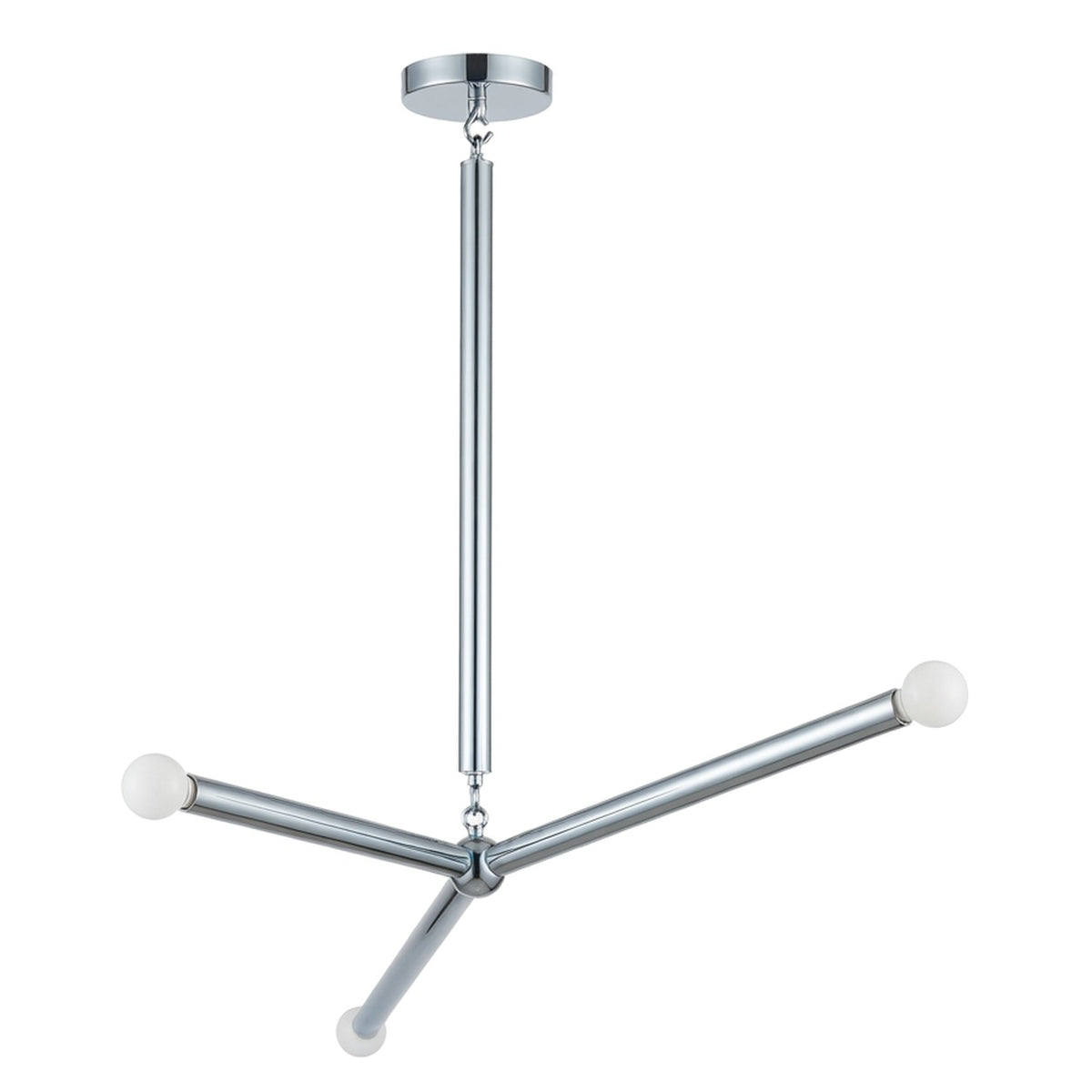 Three-Light Modern Stilnovo Ceiling Lamp in polished chrome