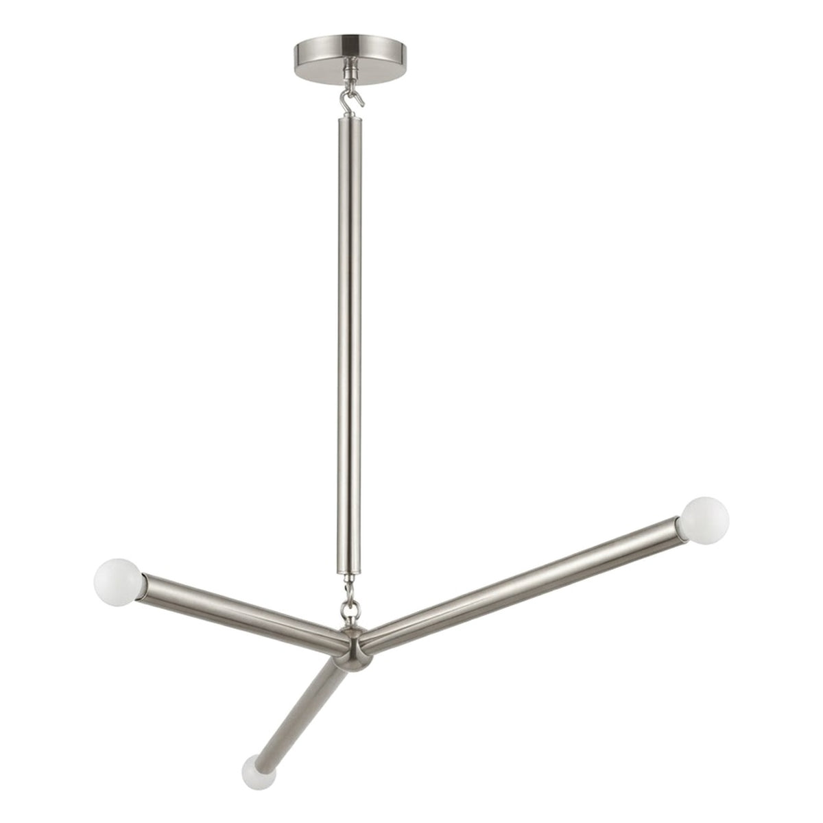 Three-Light Modern Stilnovo Ceiling Lamp in brushed chrome