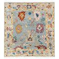 Unique Hand-Knotted Oushak Rug, full view on a white background