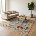 Unique Hand-Knotted Oushak Rug in a living room