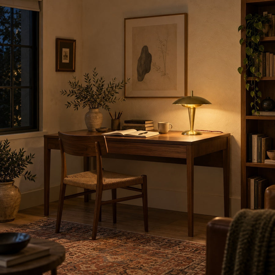 Unlacquered Brass Table Lamp in a room