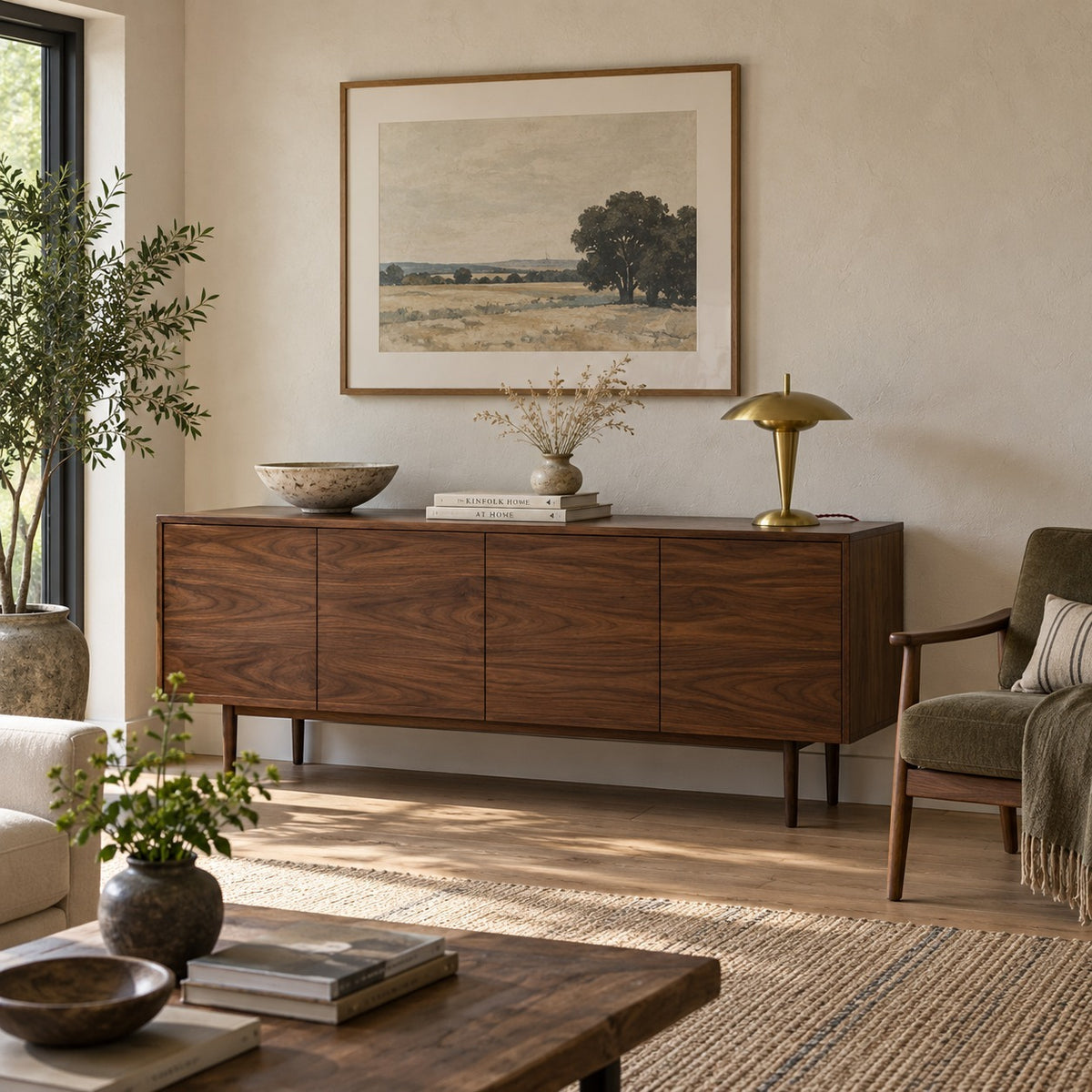 Unlacquered Brass Table Lamp – "The Astro Lamp" in a room