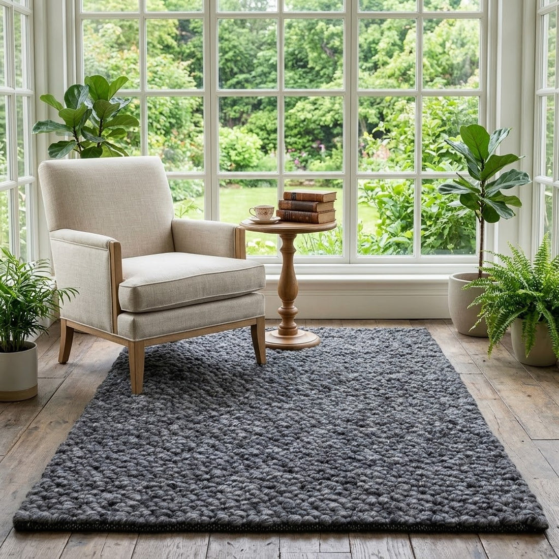 Unparalleled Bubble charcoal Rug, full view on a white background