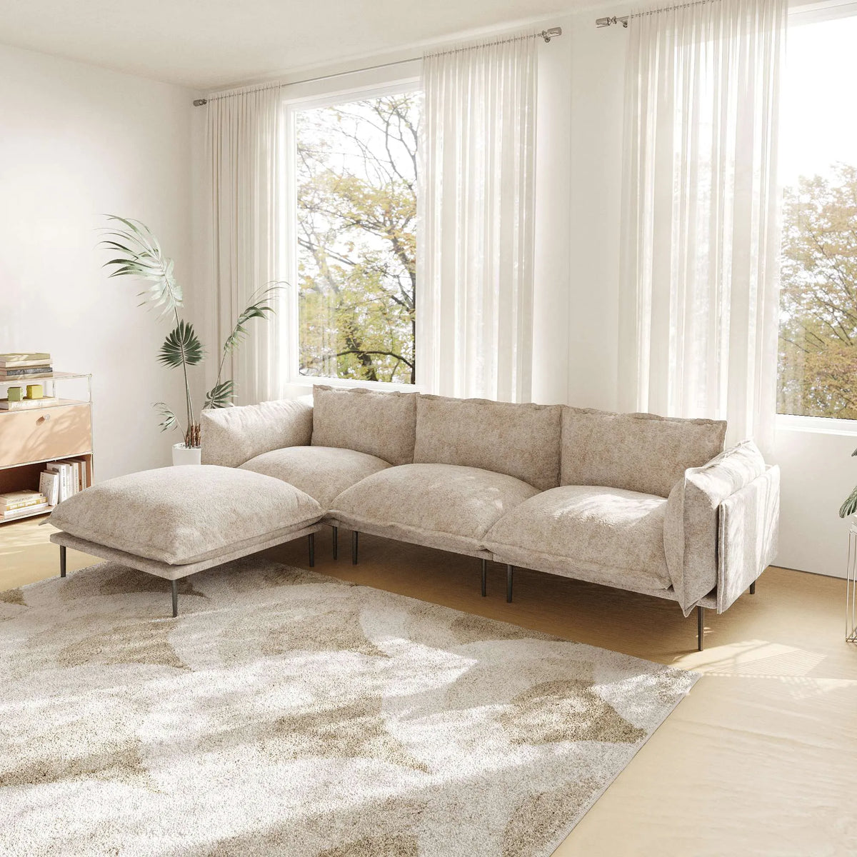 Urban Ark Modular Sofa, 3-Seater Chaise L-shaped Couch Cloud Velvet