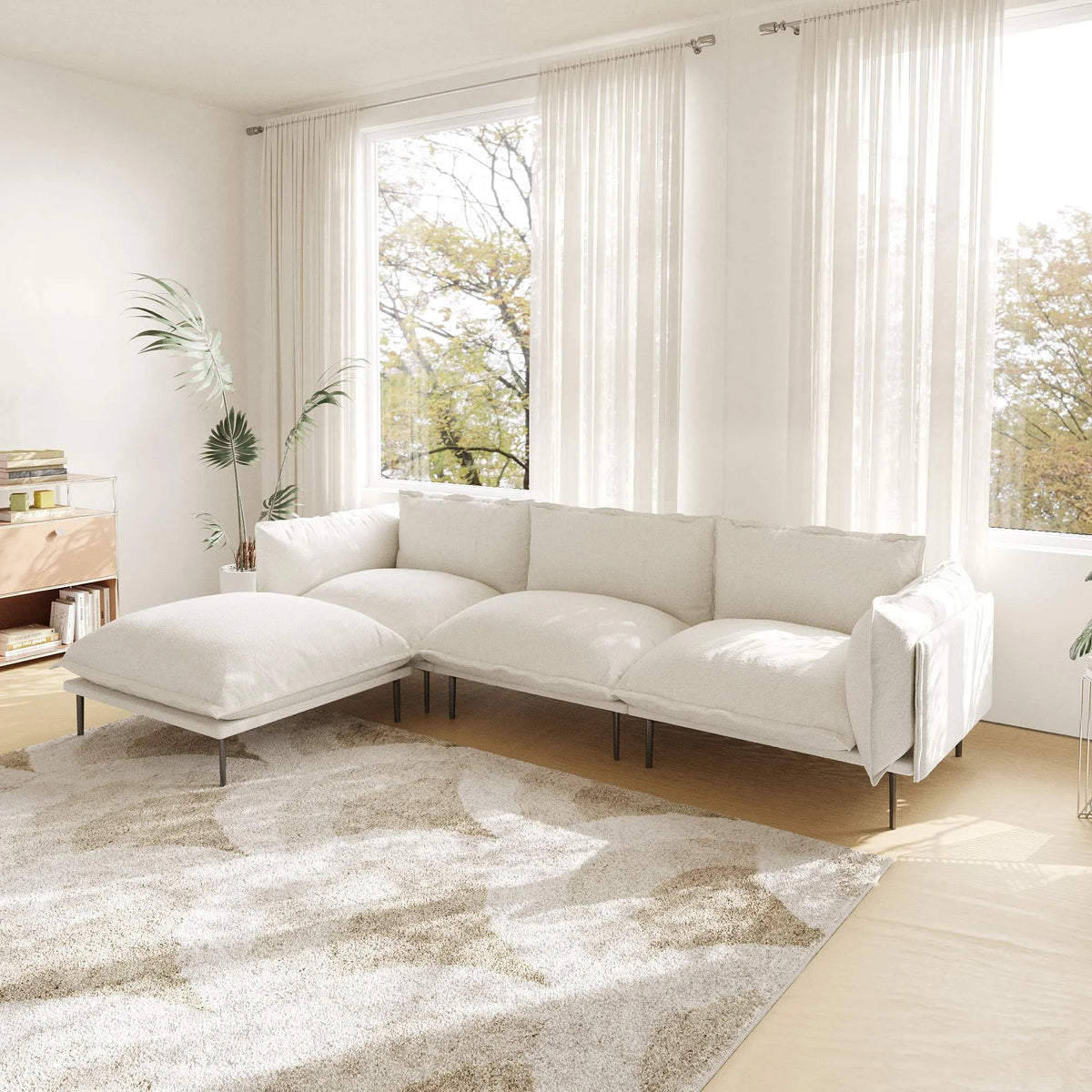 Urban Ark Modular Sofa, 3-Seater Chaise L-shaped Couch Cloud Velvet