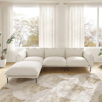Urban Ark Modular Sofa, 3-Seater Chaise L-shaped Couch Cloud Velvet, White