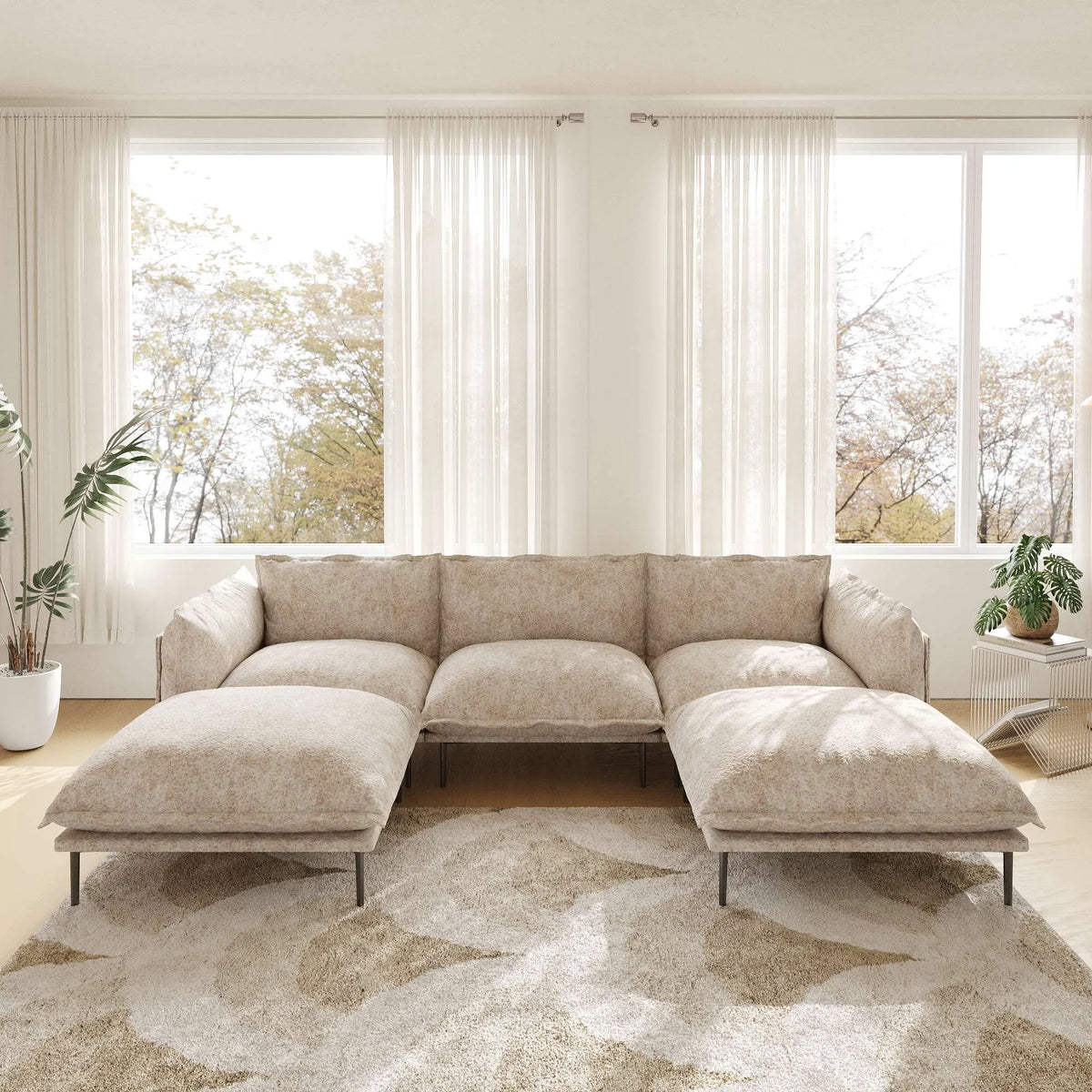 Urban Ark Modular Sofa, 3-Seater with 2 Chaises U-shaped Couch, Sand